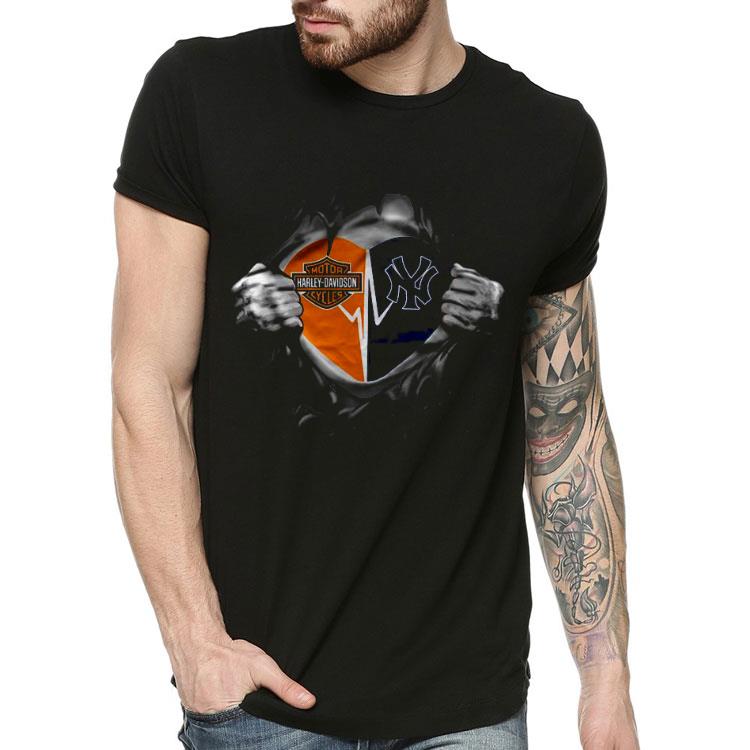 0aad90b9 blood inside me motor heart harley davidson cycles vs new york yankees shirt 4 - Blood Inside Me Motor Heart Harley Davidson Cycles VS New York Yankees Shirt