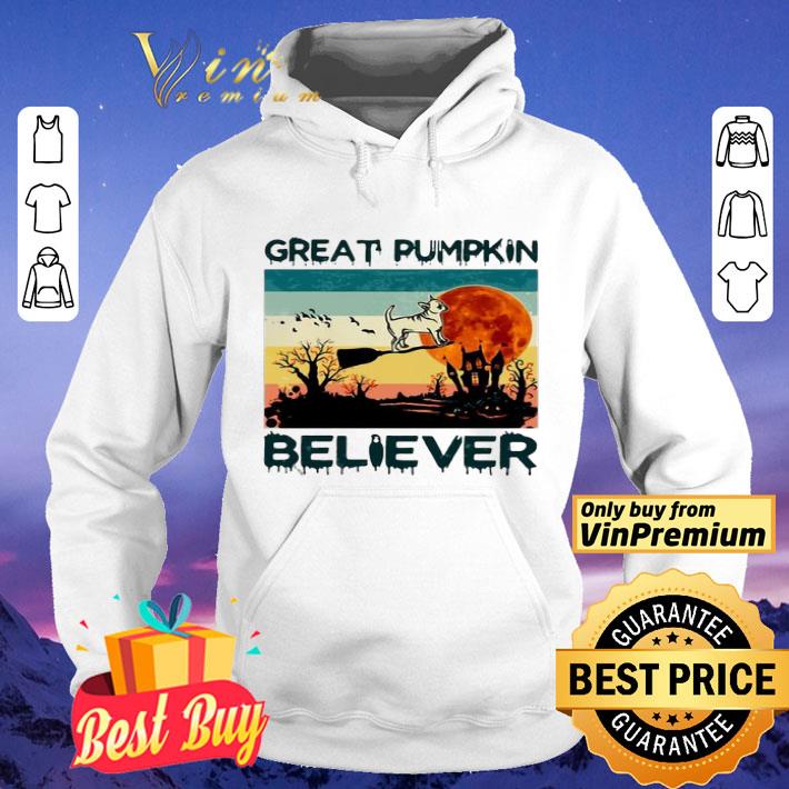 Great Pumpkin Believer Dog Sunset Broom Halloween Vintage Retro shirt