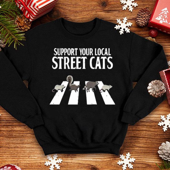 Support Your Local Street Cats Parody Racoon Skunk Opossum Abbey Road shirt