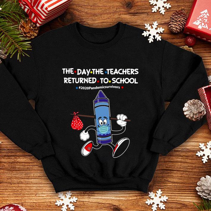 23bf39db blue crayon mask the day the teachers returned to school 2020 pandemic survivors shirt 4 - Blue Crayon Mask The Day The Teachers Returned To School 2020 Pandemic Survivors Shirt