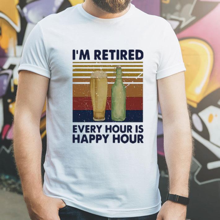 Vintage I’m Retired Every Hour Is Happy Hour Beer shirt