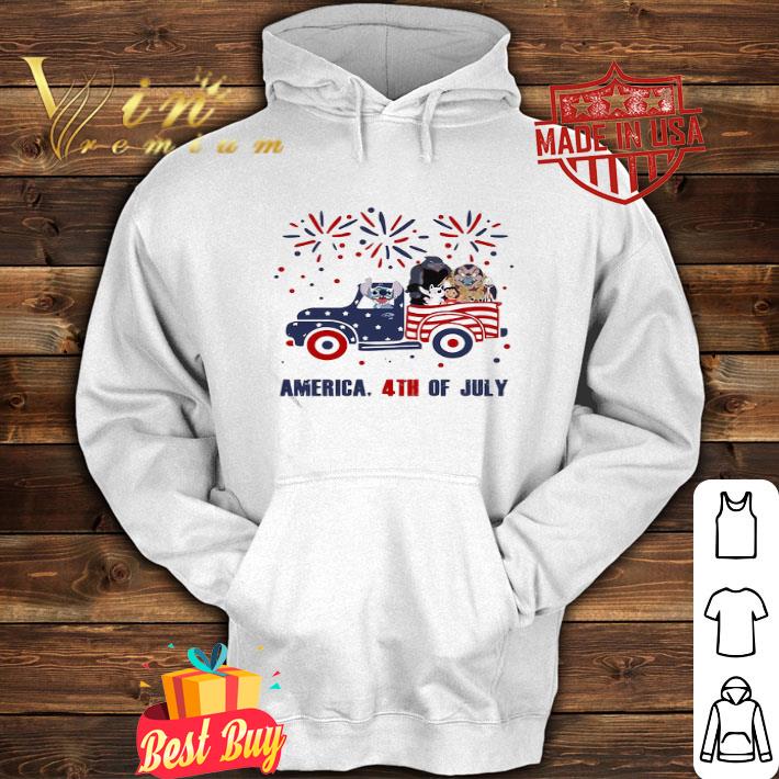 Lilo & stitch characters driving car firework america 4th of july independence day shirt