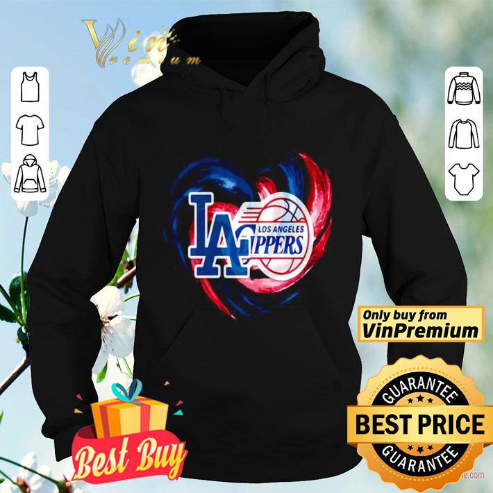5944e3a0 los angeles dodgers and los angeles clippers heart color shirt 4 - Los angeles dodgers and los angeles clippers heart color shirt
