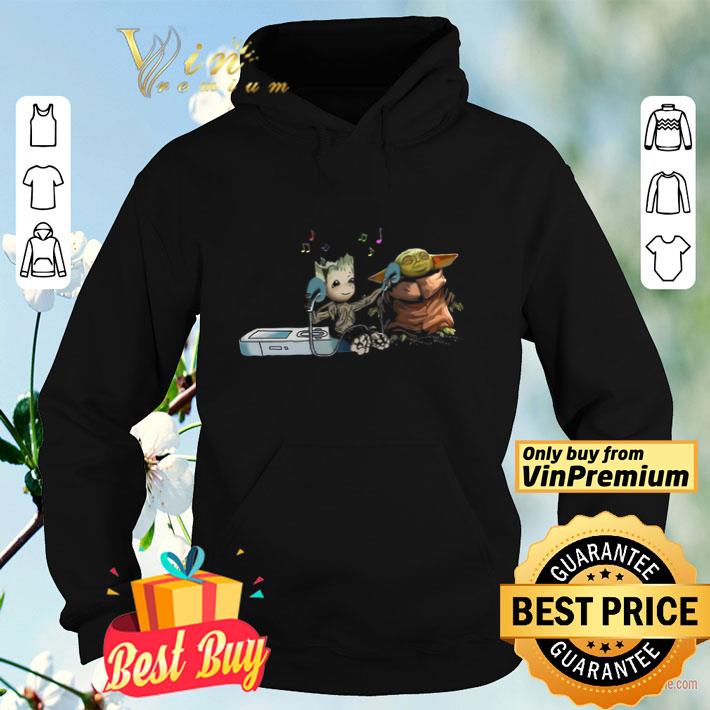 5cdc2b1d groot and baby yoda share earphone music shirt 4 - Groot And Baby Yoda Share Earphone Music shirt