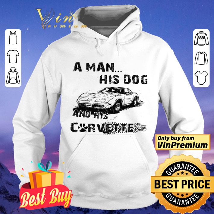 A Man His Dog And His Corvette Car Footprint shirt