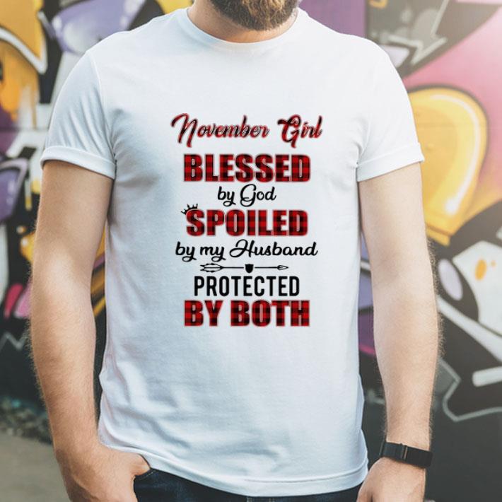 Buffalo Plaid November Girl Blessed By God Spoiled By My Husband shirt