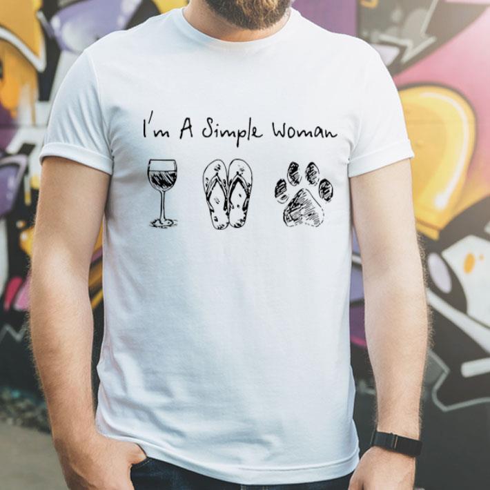 I’m A Simple Woman Wine Flip Flops And Paw Dog shirt