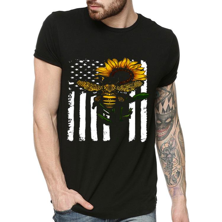 Bee Sunflower American Flag Shirt