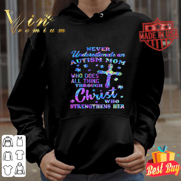 Never Underestimate An Autism Mom Who Does All Thing Through Christ shirt