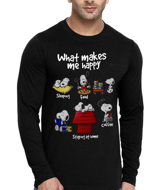 8c6f9743 snoopy what makes me happy sleeping food read book coffee staying at home shirt 4 - Snoopy What Makes Me Happy Sleeping Food Read Book Coffee Staying At Home Shirt