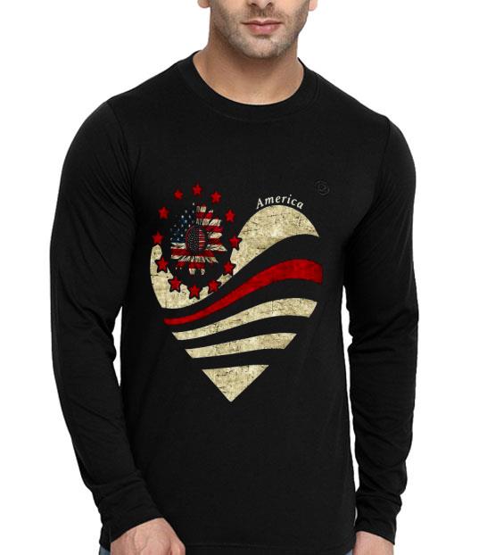 8ce14f26 american thin red line flag sunflower heart shirt 4 - American Thin Red Line Flag Sunflower Heart Shirt