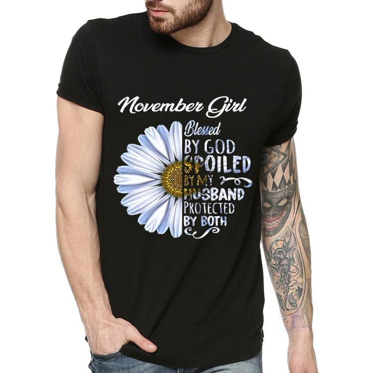 Chrysanthemum Flower November Girl Blessed By God Spoiled By My Husband Protected By Both Shirt