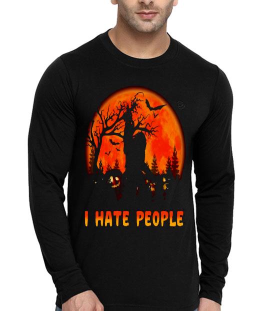 Bigfoot Halloween I Hate People Moon Shirt