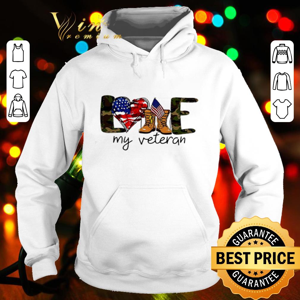 Love My Veteran America Flag Heart Boots shirt