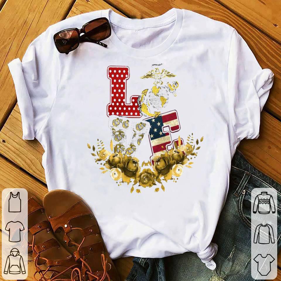 Love US Marine Flowers Shirt
