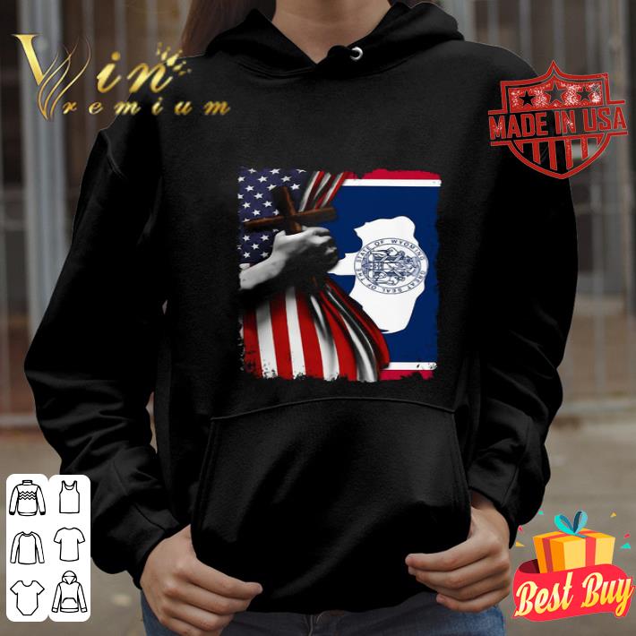 Wyoming american flag cross happy independence day shirt