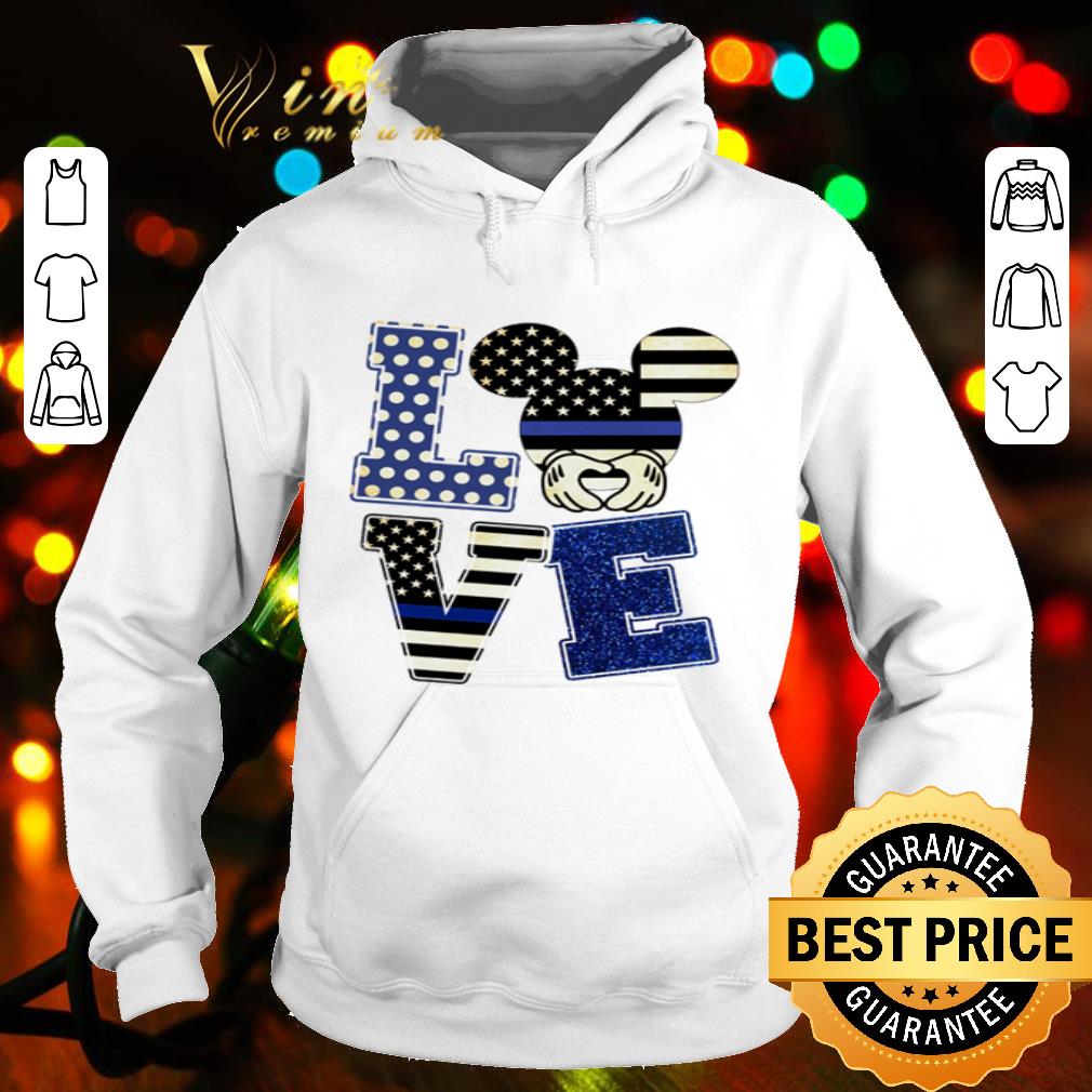 Love Disney Mickey mouse and Thin Blue Line flag shirt