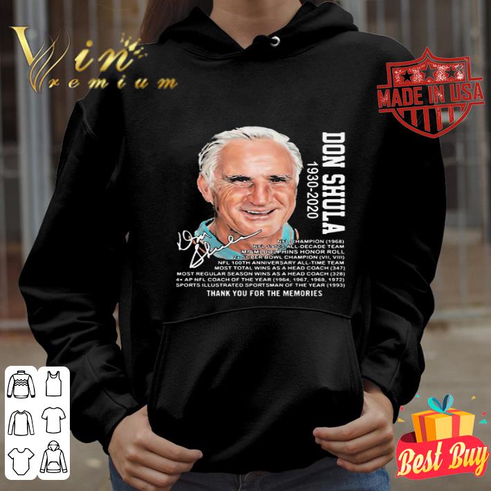 Don Shula 1930-2020 Miami Dolphins Thank You For The Memories Signature shirt