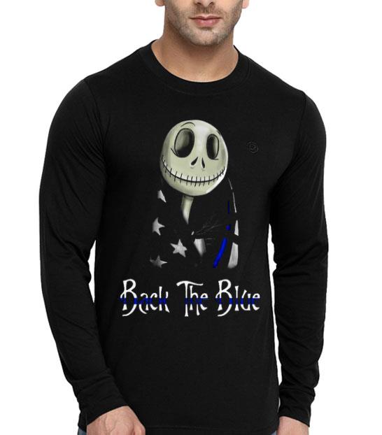 d667e539 skellington back the blue american flag shirt 4 - Skellington Back The Blue American Flag Shirt