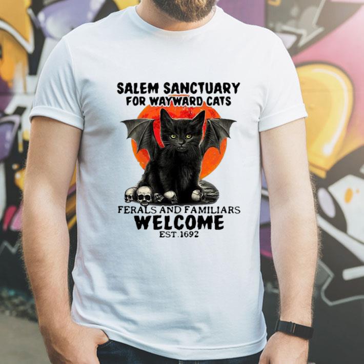 e0488b26 salem sanctuary for wayward cats ferals and familiars welcome est 1692 shirt 4 - Salem Sanctuary For Wayward Cats Ferals And Familiars Welcome Est 1692 shirt