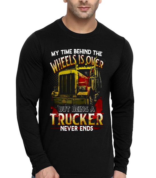 e2ea5c61 my time behind the wheels is over but being a trucker never ends shirt 4 - My Time Behind The Wheels Is Over But Being A Trucker Never Ends Shirt
