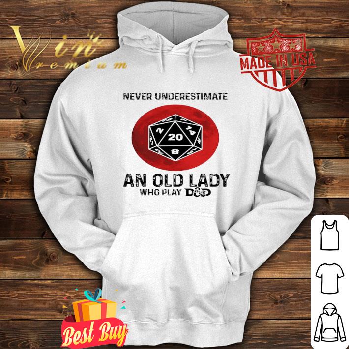 Never Underestimate An Old Lady Who Play Dungeons & Dragons Dice D20 Sunset shirt