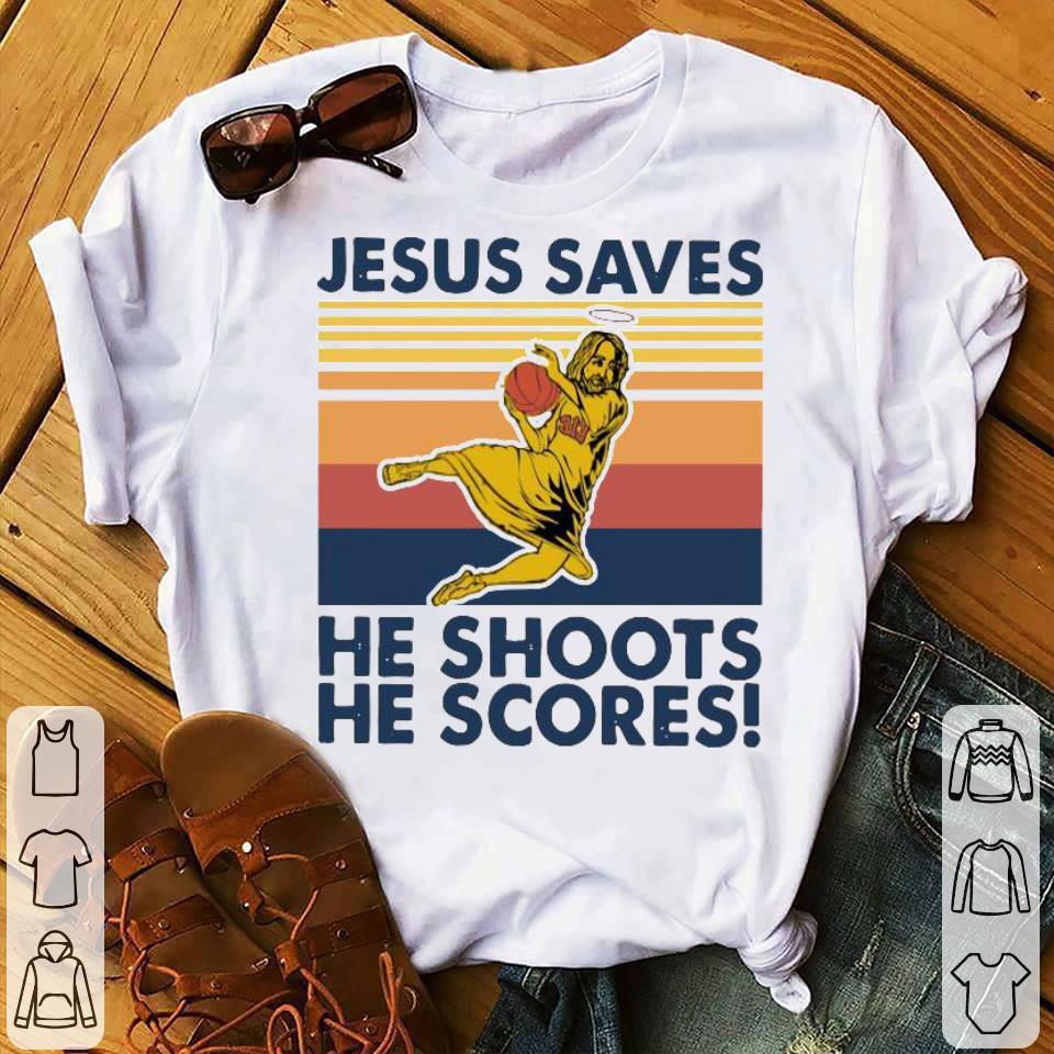 Basketball Jesus Saves He Shoots He Scores Dunk Vintage Shirt