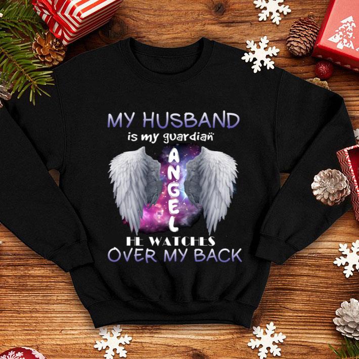 My Husband Is My Guardian Angel He Watches Over My Back Wings shirt