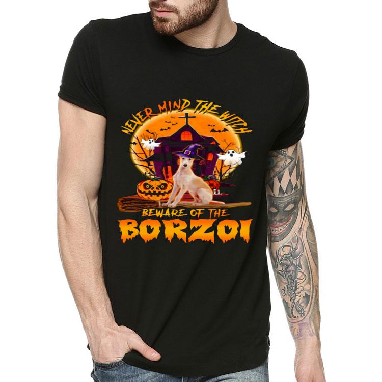 Never Mind The Witch Beware Of The Borzoi Halloween Moon Shirt