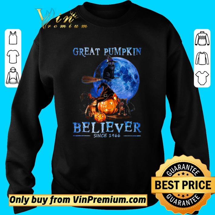 Happy Halloween Black Cat Witch Great Pumpkin Believer Sincer 1966 shirt