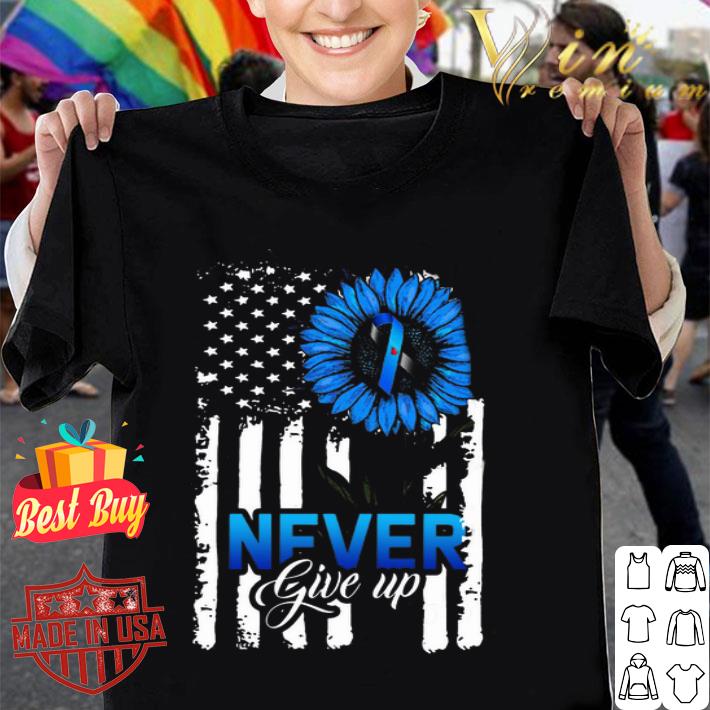 American Flag Sunflower Diabetes Awareness Never Give Up shirt