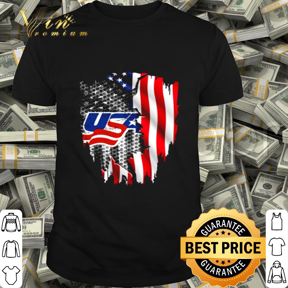 USA hockey inside American flag shirt