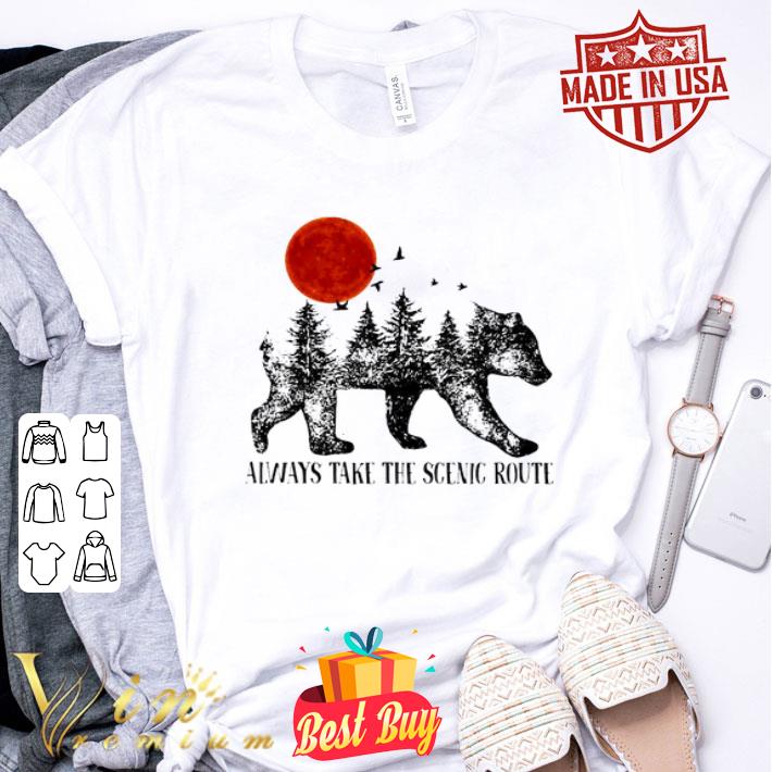 Bear forest always take the scenic route sunset shirt