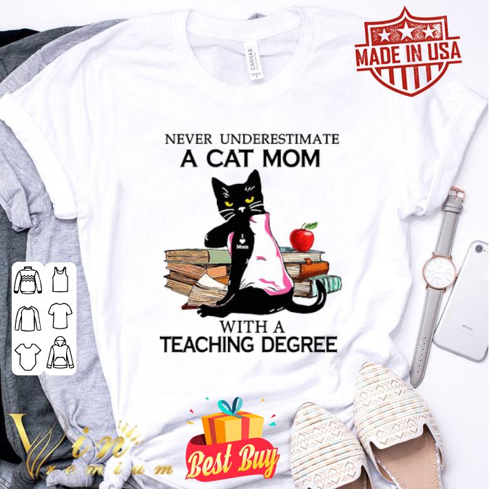 Never underestimate a cat mom with a teaching degree mother day shirt
