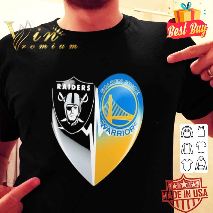 Logo Oakland Raiders And Golden State Warriors Heartbeat Lover shirt