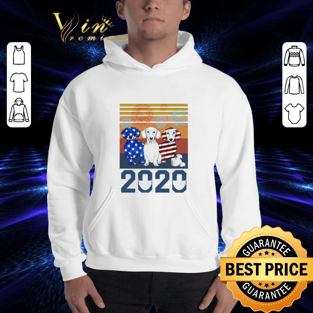 Vintage Dachshund Independence Day 2020 Coronavirus shirt 3