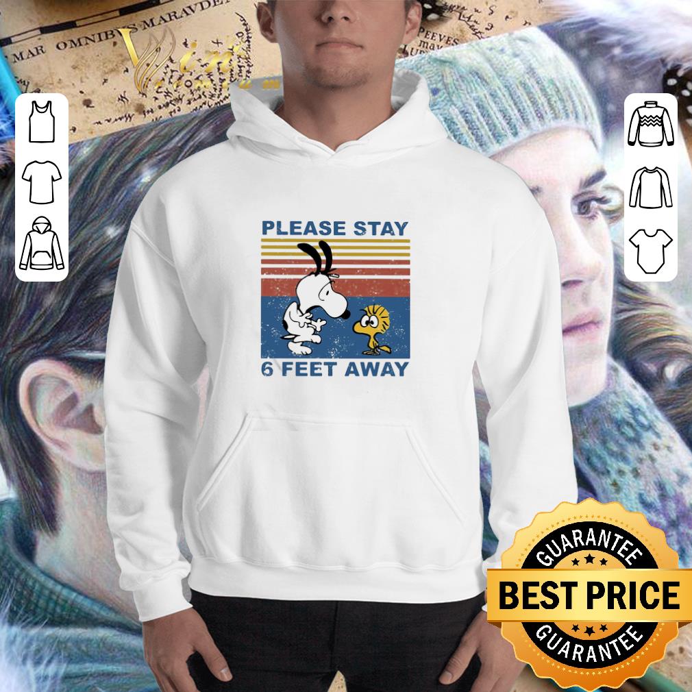 Vintage Snoopy And Woodstock Please Stay 6 Feet Away Coronavirus shirt 3