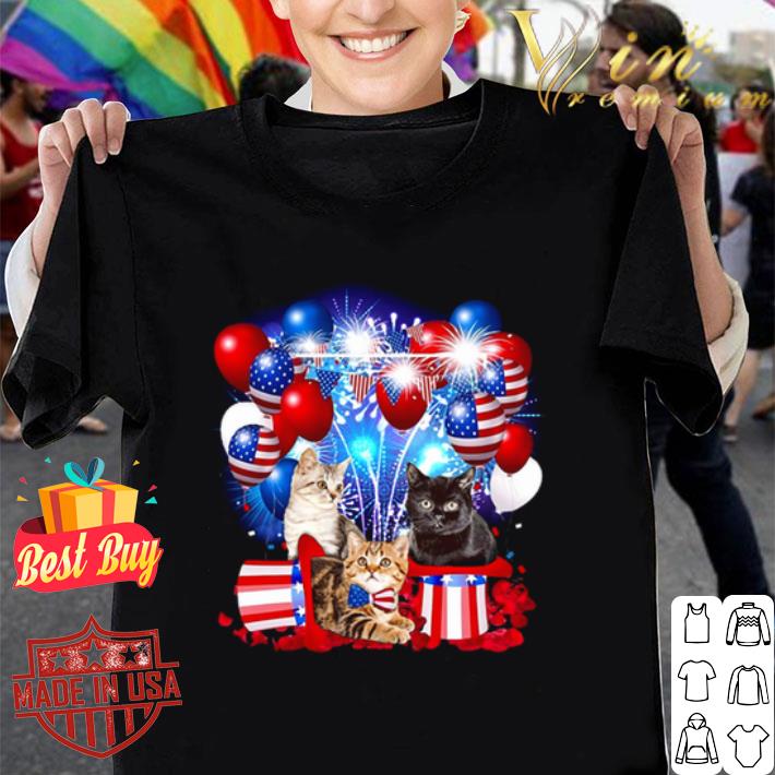 Firework Cat American Flag Independence day shirt