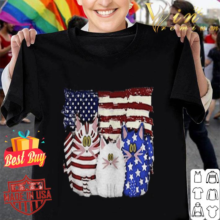 Three Cat American flag independence day shirt