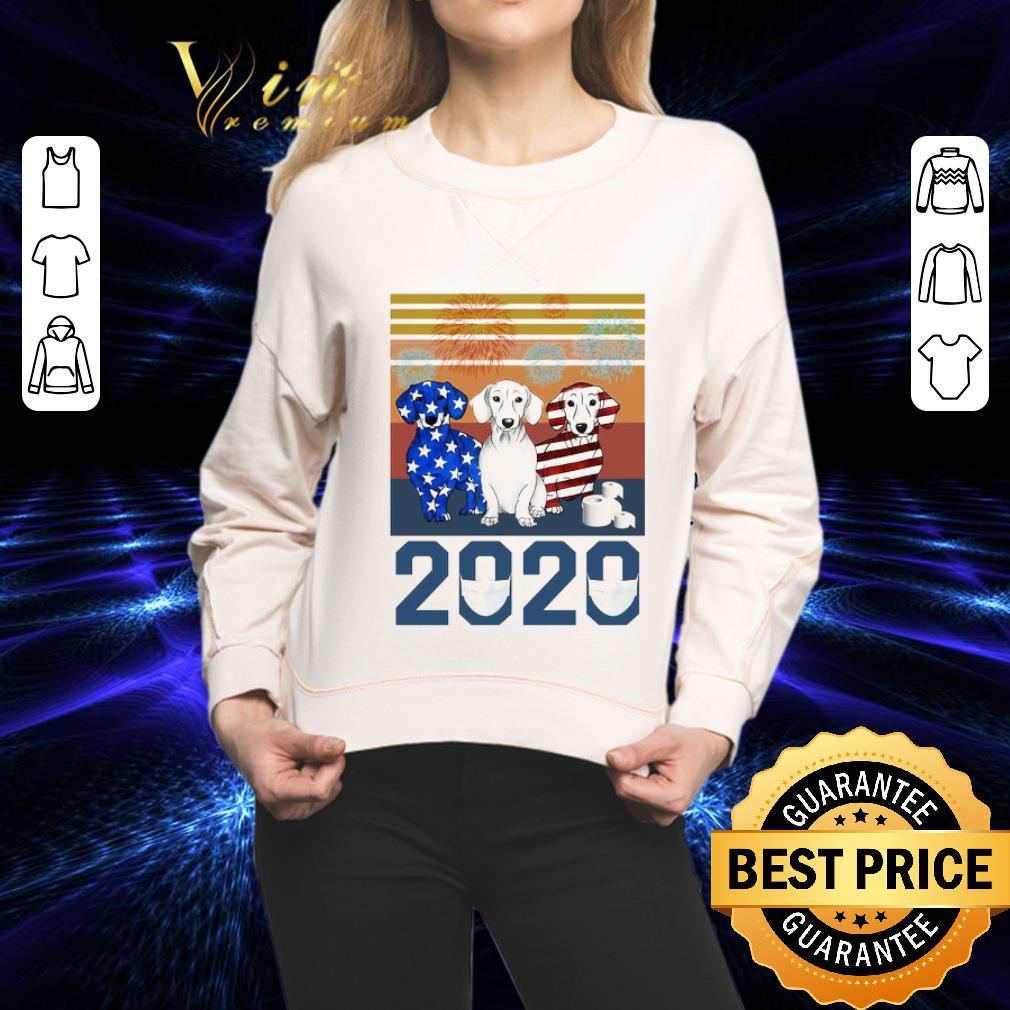 Vintage Dachshund Independence Day 2020 Coronavirus shirt 2