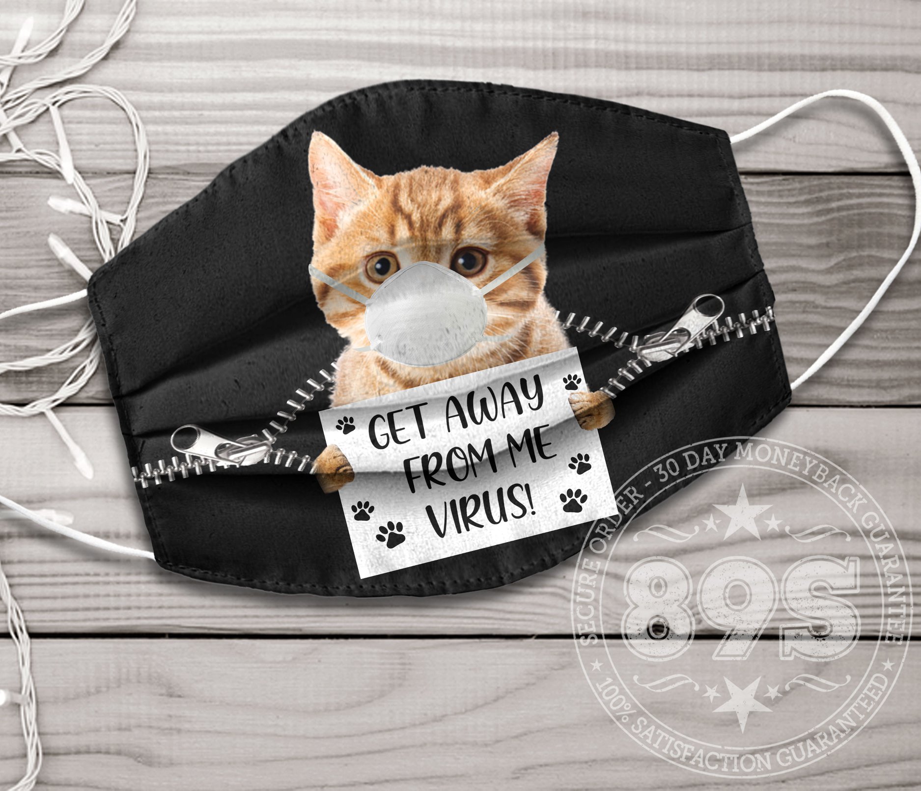 Cat Get away from me Coronavirus face mask with filter 2