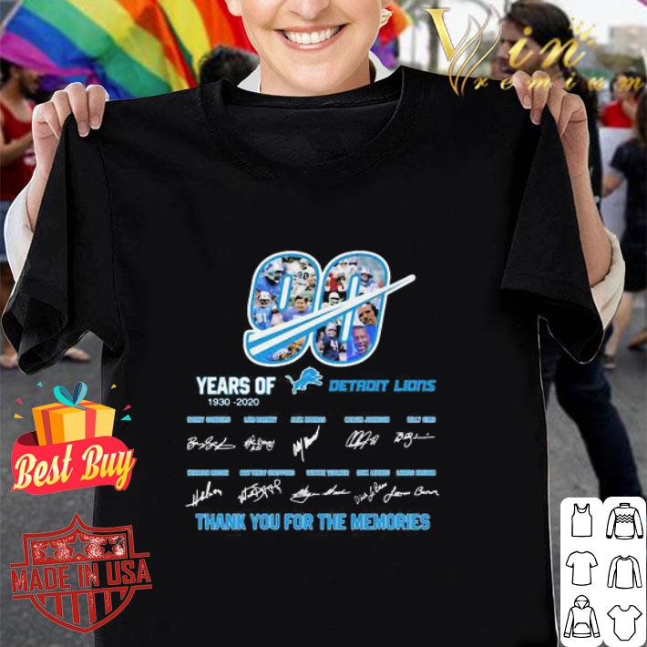 90 Years Of 1930-2020 Detroit Lions Signatures shirt