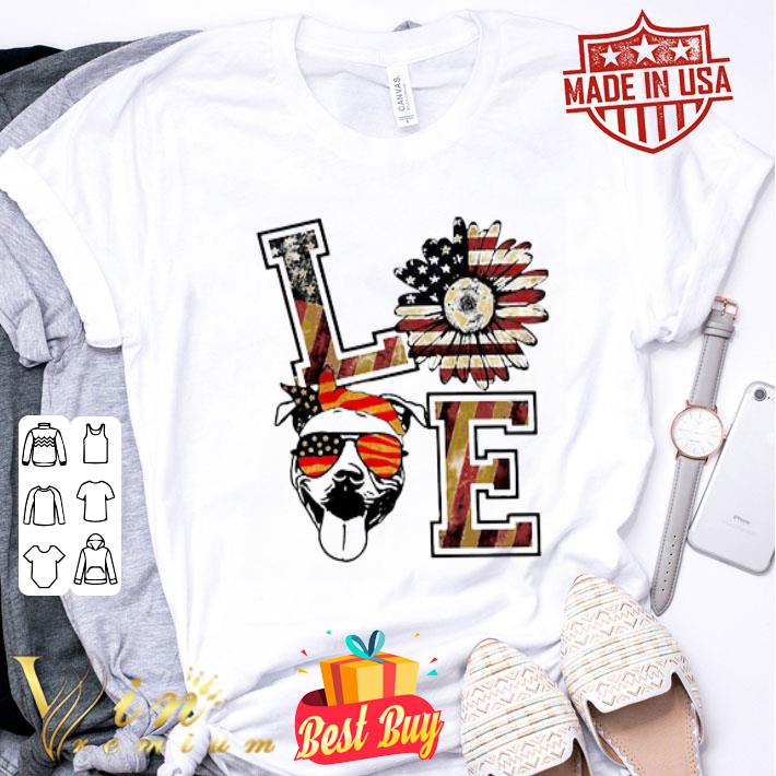 Love Pitbull Sunflower and American Flag shirt