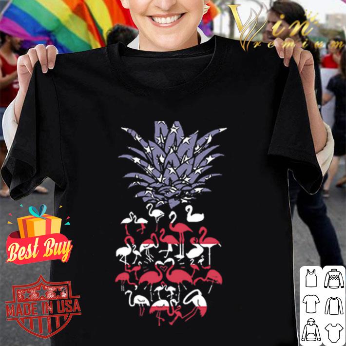 Flamingos Pineapple American Flag 4th Of July Independence Day shirt