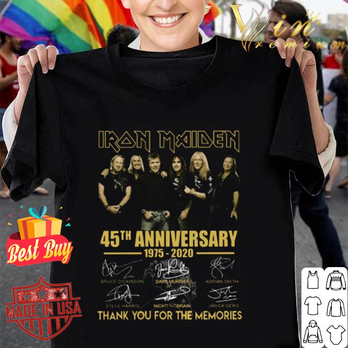 Iron Maiden 45th anniversary 1975 2020 thank you for the memories signatures shirt