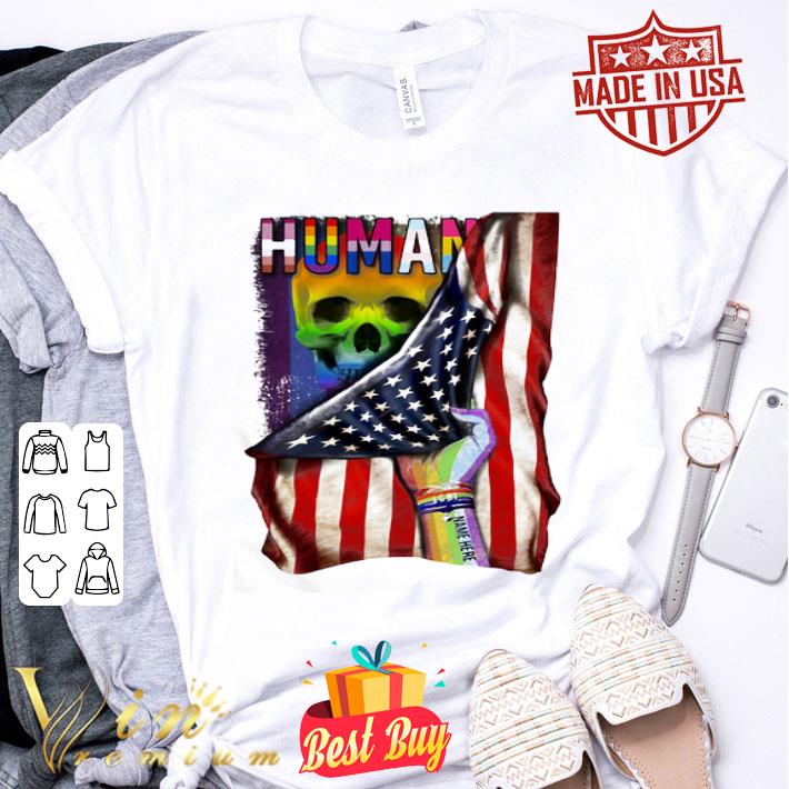 LGBT Human Skull Name Here American Flag 4th Of July shirt