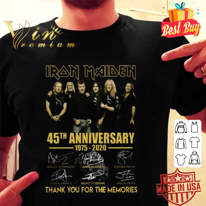 Iron Maiden 45th anniversary 1975 2020 thank you for the memories signatures shirt