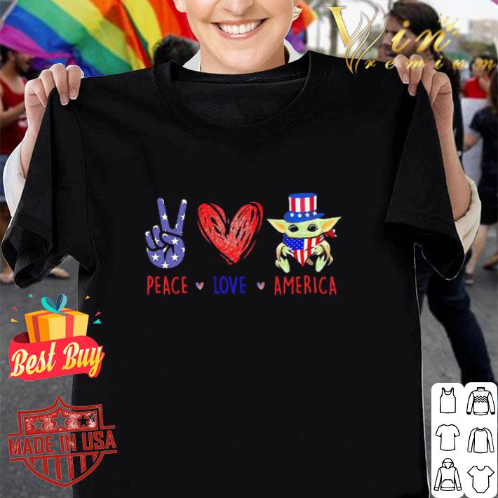 Star Wars Peace Love America Baby Yoda American Flag shirt