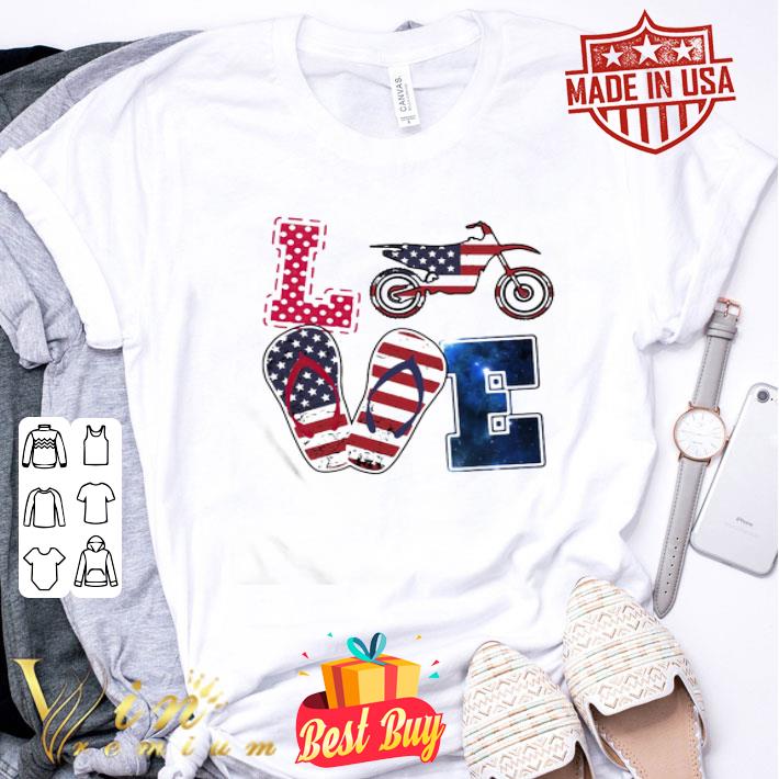 Love Motocross Flip Flop American Flag 4th of july shirt