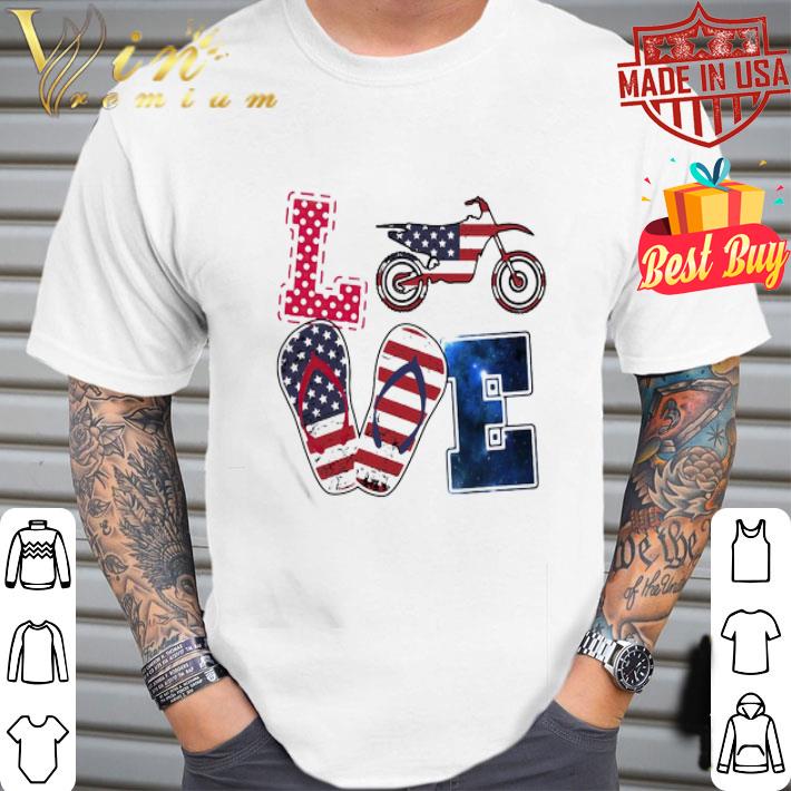 Love Motocross Flip Flop American Flag 4th of july shirt
